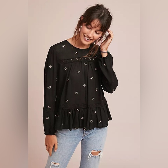 Anthropologie Eri + Ali Gerschwin Embroidered Top Size Small - Picture 1 of 5